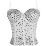 Black Sequin Corset Top for Women – Beaded Bustier Crop Top with Straps | Glam Night Out Top - Image 28