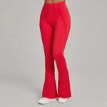 High-Waisted Red Flared Leggings – Sculpting Stretch Bootcut Athleisure Pants - Image 11