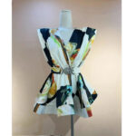 Luxury White Satin Wrap Mini Dress with Gold Belt – Elegant V-Neck Layered Skirt Evening Party Dress - Image 5