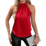 Elegant Chiffon Halter Neck Sleeveless Blouse – Women’s Lightweight Dressy Top for Casual & Evening Wear - Image 14