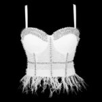 Black Sequin Corset Top for Women – Beaded Bustier Crop Top with Straps | Glam Night Out Top - Image 30