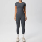 Luxury Seamless Pink Two-Piece Activewear Set – Short Sleeve Top & High-Waist Leggings Gym Outfit - Image 14