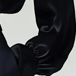Black Satin High-Neck Blouse with Crystal Accent|Elegant Jewel Neck Long Sleeve Satin Blouse - Image 6