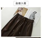 Luxury PU Leather Jogger Pants for Women – High-Waist Elastic Drawstring Wide-Leg Trousers – Comfy Chic Vegan Leather Athleisure Pants - Image 12