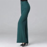 Women’s High Waist Wide Leg Pants with Button Detail | Elegant Statement Women’s Trousers - Image 10