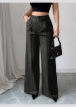 High Waist Wide Leg Dress Pants for Women – Elegant Belted Tailored Trousers for Work & Evening Wear - Image 7