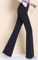 High-Waist White Flared Pants for Women | Elegant Bootcut Dress Trousers - Image 8