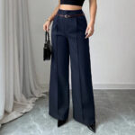 High Waist Wide Leg Dress Pants for Women – Elegant Belted Tailored Trousers for Work & Evening Wear - Image 5