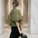 Solid Satin Balloon Sleeve Blouse for Women | Puff Sleeve O-Neck Single-Breasted Loose Fit Top
