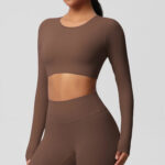 Women’s Long Sleeve Sculpting Crop Top & High-Waist Leggings Set – Seamless Compression Activewear Outfit - Image 5