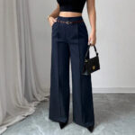 Burgundy High Waist Wide Leg Pants with Belt | Elegant Dressy Women’s Trousers - Image 3