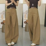 High Waist Wide Leg Brown Pants for Women – Tailored Relaxed Fit Casual & Office Trousers - Image 7