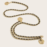 Gold & Black Chain Waist Belt with Rose Charm for Women | Double Layer Statement Belt | subailili - Image 2