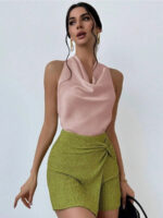 Elegant Satin Halter Blouse for Women – Sleeveless Bow Neck Office Lady Top - Image 12
