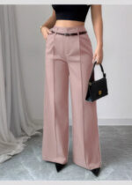 High Waist Wide Leg Dress Pants for Women – Elegant Belted Tailored Trousers for Work & Evening Wear - Image 10
