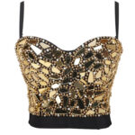 Black Sequin Corset Top for Women – Beaded Bustier Crop Top with Straps | Glam Night Out Top - Image 26