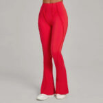 High-Waisted Red Flared Leggings – Sculpting Stretch Bootcut Athleisure Pants