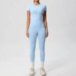 Luxury Seamless Pink Two-Piece Activewear Set – Short Sleeve Top & High-Waist Leggings Gym Outfit - Image 12