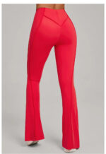 High-Waisted Red Flared Leggings – Sculpting Stretch Bootcut Athleisure Pants - Image 2
