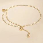 Gold & Black Chain Waist Belt with Rose Charm for Women | Double Layer Statement Belt | subailili - Image 8