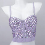 Black Sequin Corset Top for Women – Beaded Bustier Crop Top with Straps | Glam Night Out Top - Image 12