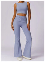 High-Waisted Flared Active Pants with Sculpting Fit – Neutral Beige - Image 20