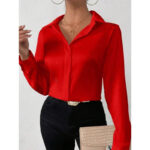Women’s Satin Long Sleeve Blouse – Hot Pink Silk-Feel Button-Up Shirt | Elegant Loose Office & Casual Top - Image 4