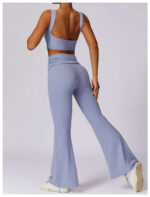 High-Waisted Flared Active Pants with Sculpting Fit – Neutral Beige - Image 21