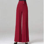 Women’s High Waist Wide Leg Pants with Button Detail | Elegant Statement Women’s Trousers - Image 7