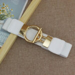Luxury Wide Elastic Waist Belt for Women | Gold Buckle Stretch Belt in Black, Red & White - Image 7
