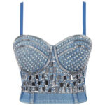 Black Sequin Corset Top for Women – Beaded Bustier Crop Top with Straps | Glam Night Out Top - Image 15