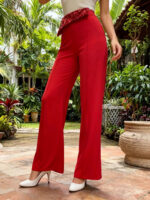Burgundy High Waist Wide Leg Pants with Sequin Waistband | Elegant Dressy Women’s Trousers - Image 10