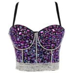 Black Sequin Corset Top for Women – Beaded Bustier Crop Top with Straps | Glam Night Out Top - Image 32