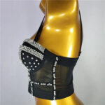 Black Sequin Corset Top for Women – Beaded Bustier Crop Top with Straps | Glam Night Out Top - Image 3