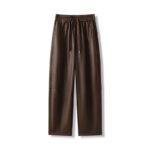 Luxury PU Leather Jogger Pants for Women – High-Waist Elastic Drawstring Wide-Leg Trousers – Comfy Chic Vegan Leather Athleisure Pants - Image 3