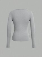 Long-Sleeve V-Neck Fitted Top – Soft Stretch Everyday Essential - Image 7