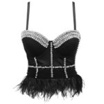Black Sequin Corset Top for Women – Beaded Bustier Crop Top with Straps | Glam Night Out Top - Image 20