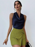 Elegant Satin Halter Blouse for Women – Sleeveless Bow Neck Office Lady Top - Image 9