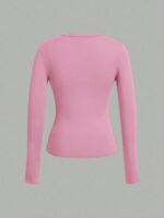 Long-Sleeve V-Neck Fitted Top – Soft Stretch Everyday Essential - Image 6