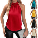 Elegant Chiffon Halter Neck Sleeveless Blouse – Women’s Lightweight Dressy Top for Casual & Evening Wear - Image 8
