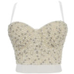 Black Sequin Corset Top for Women – Beaded Bustier Crop Top with Straps | Glam Night Out Top - Image 10