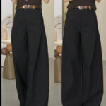 High Waist Wide Leg Brown Pants for Women – Tailored Relaxed Fit Casual & Office Trousers - Image 3