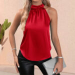 Elegant Chiffon Halter Neck Sleeveless Blouse – Women’s Lightweight Dressy Top for Casual & Evening Wear - Image 5