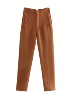 High Waist Tapered White Pants for Women – Elegant Tailored Ankle-Length Office Trousers - Image 14
