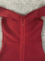 Elegant Burgundy Off-Shoulder Bodycon Midi Dress for Women – Cross Neck Formal Cocktail Party Dress - Image 4