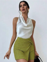 Elegant Satin Halter Blouse for Women – Sleeveless Bow Neck Office Lady Top - Image 6