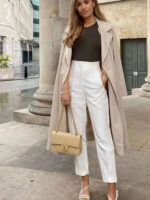 High Waist Tapered White Pants for Women – Elegant Tailored Ankle-Length Office Trousers - Image 6