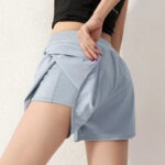 High-Waisted Navy Running Shorts with Built-In Liner – Lightweight Performance Athleisure Shorts - Image 2