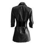 Women’s Faux Leather Blazer Mini Dress | Belted Wrap Bodycon Dress with 3/4 Sleeves - Image 5
