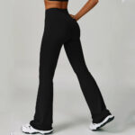 High-Waisted Navy Flared Leggings – Sculpting Stretch Bootcut Athleisure Pants - Image 6
